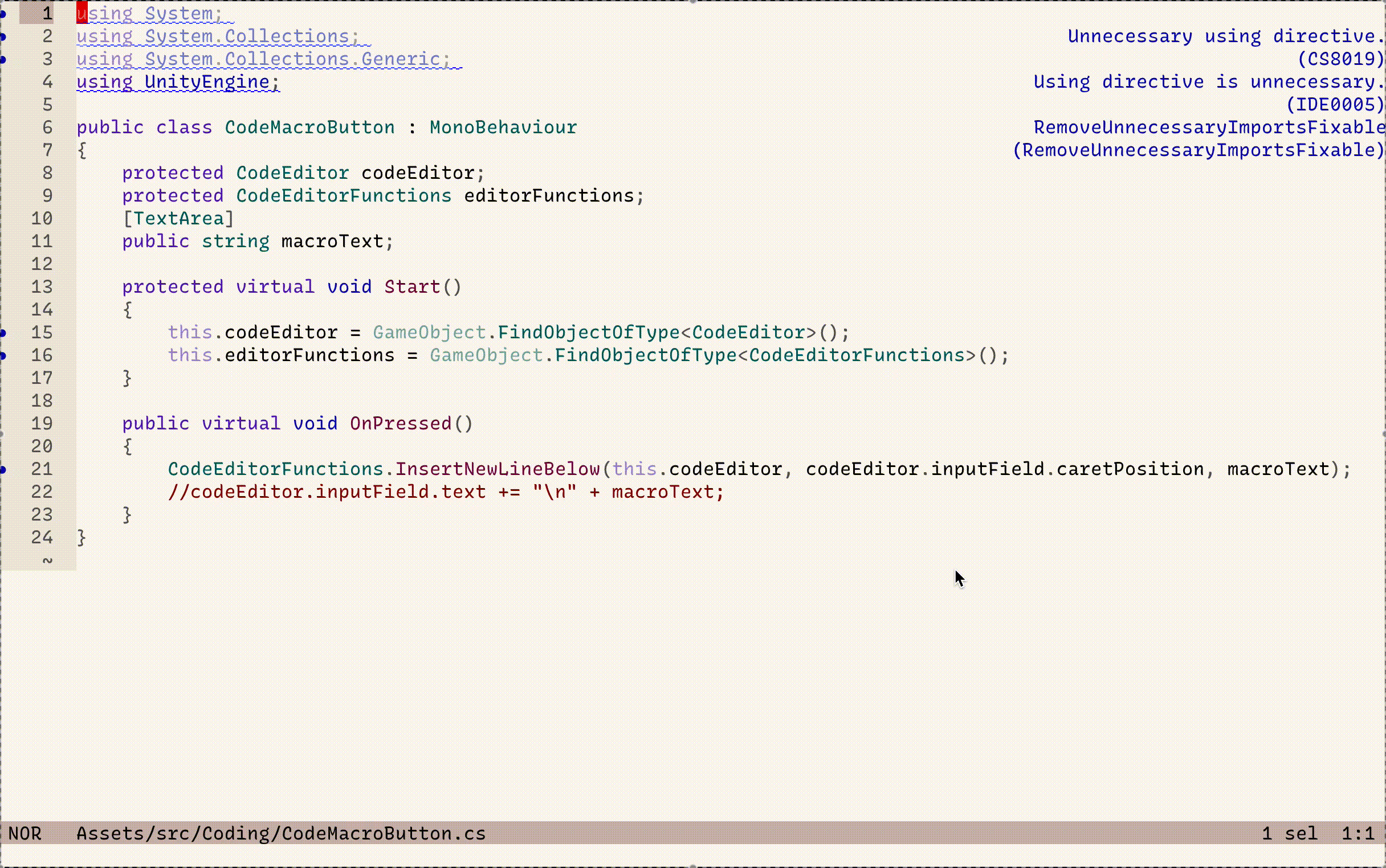 Helix editor with Unity C#